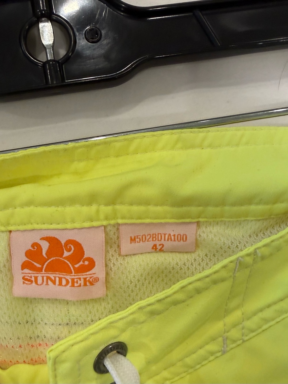 Sundek NWOT Neon Yellow Swim Trunks with triple stripe accent - Picture 4 of 4